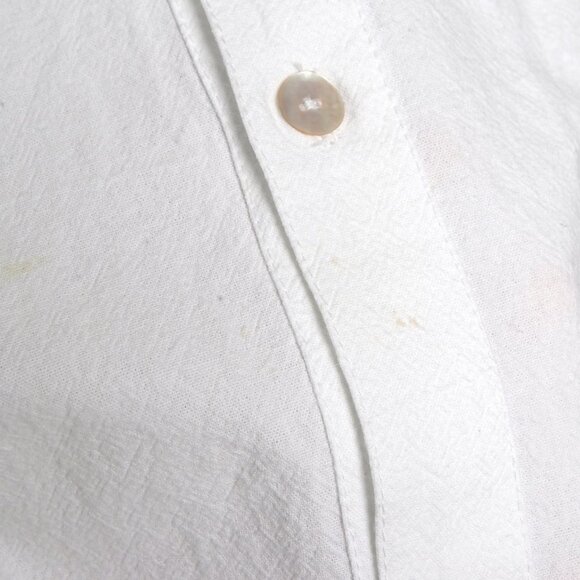 Vintage Mexican Button Down Shirt Short Sleeve Collar White Cotton Abalone - Picture 6 of 7